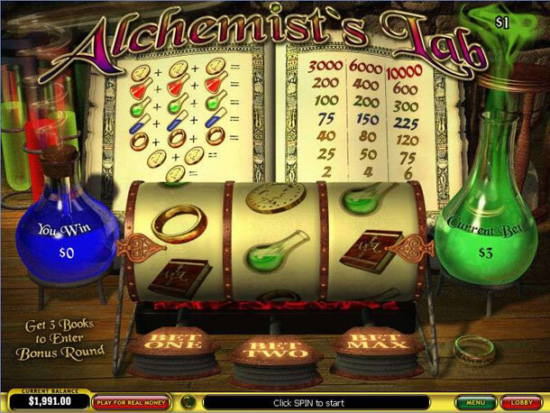 HRÁT zdarma oblíbený 3válcový automat Alchemist's Lab