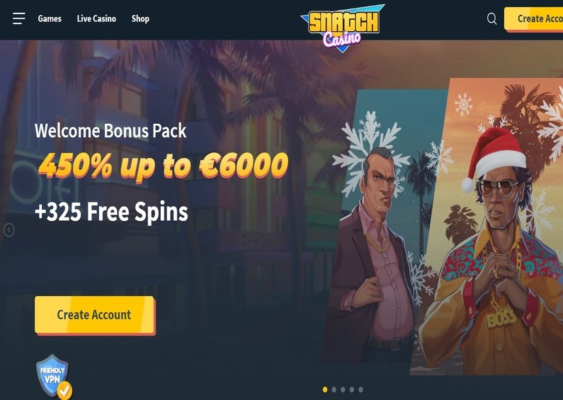 Snatch Casino recenze ☑️ | 450 % do výše €4000 + 325 FS. 🔥