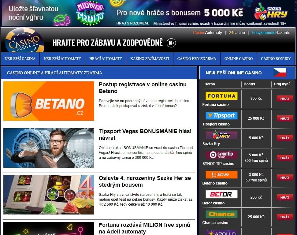Poznejte hazardní web casinoarena.cz! 🎰