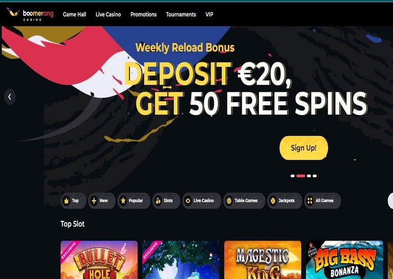 Boomerang Casino recenze ☑️  | 100 % do výše 500 € + 200 FS 🔥