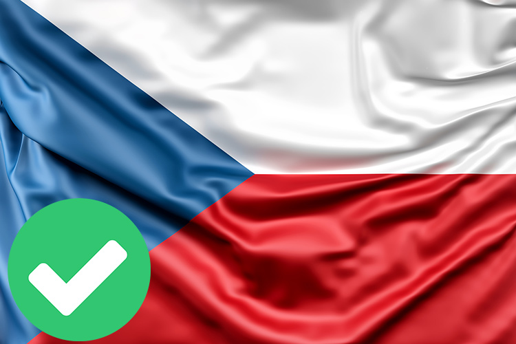 Česká vlajka s checkmarkem