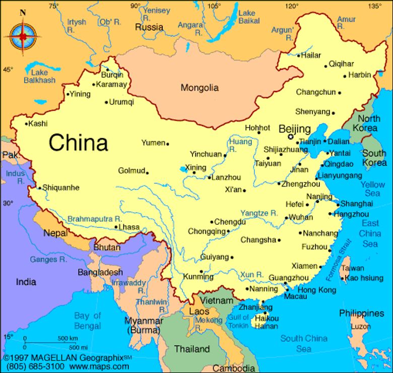 Čína - mapa
