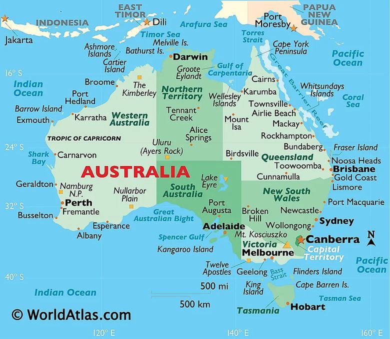 Austrálie – mapa