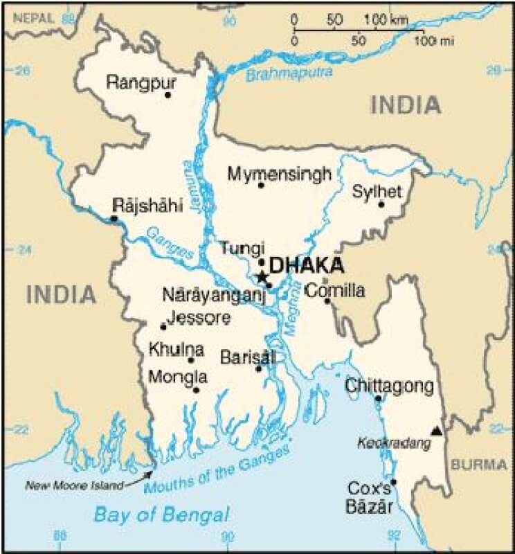 Bangladéš - mapa