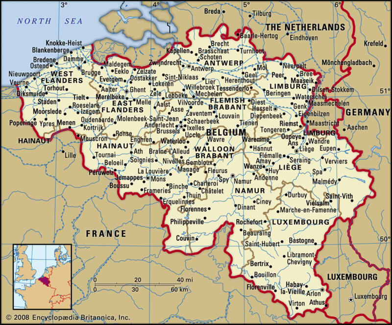 Belgie - mapa
