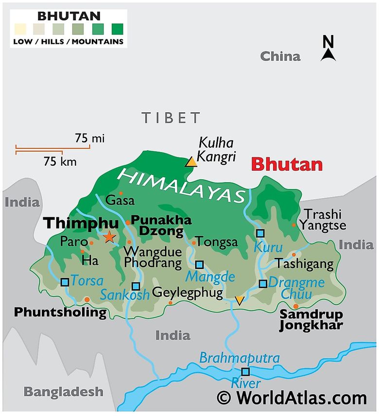 Bhútán - mapa