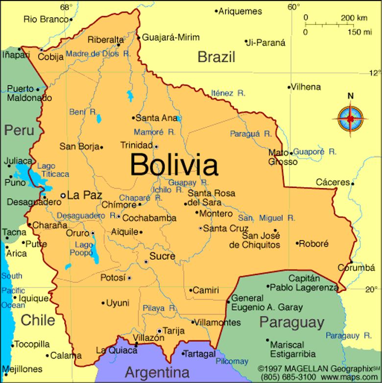 Bolívie - mapa