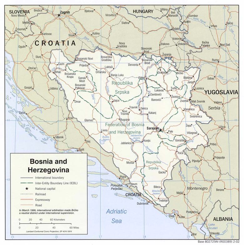 Bosna a Hercegovina - mapa