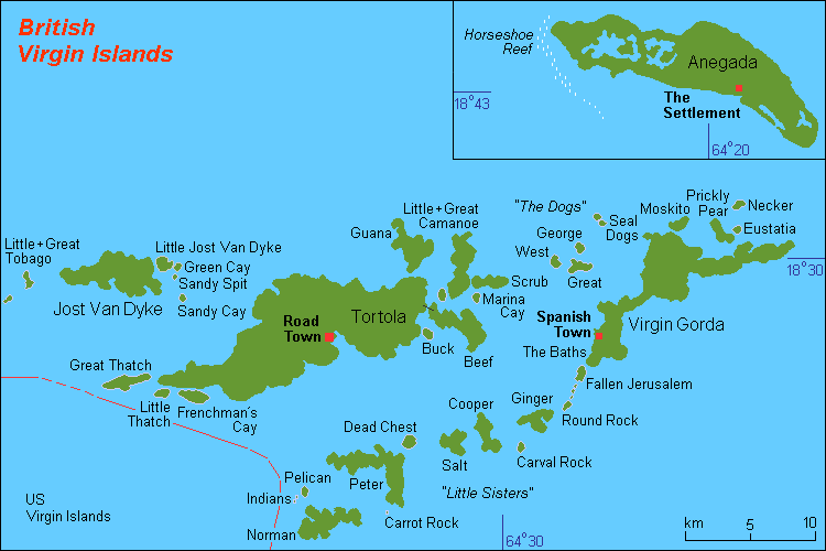 Britské Panenské ostrovy – mapa