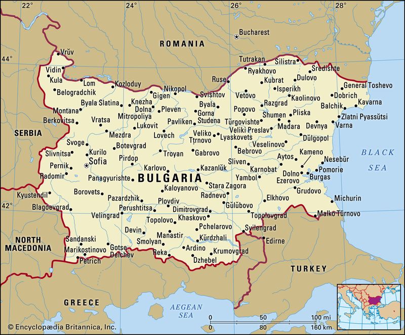 Bulharsko – mapa