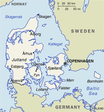 Dánsko - mapa