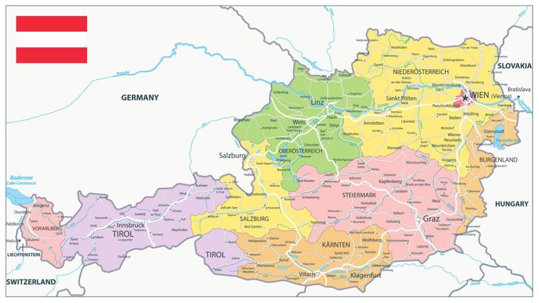 Rakousko - mapa