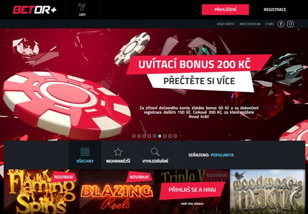 Betor Casino homepage