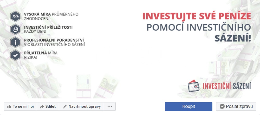 Facebooková stránka Investiční sázení