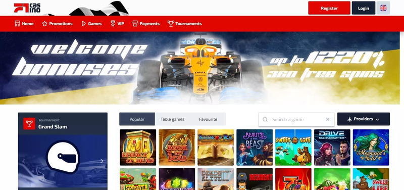 F1 casino homepage