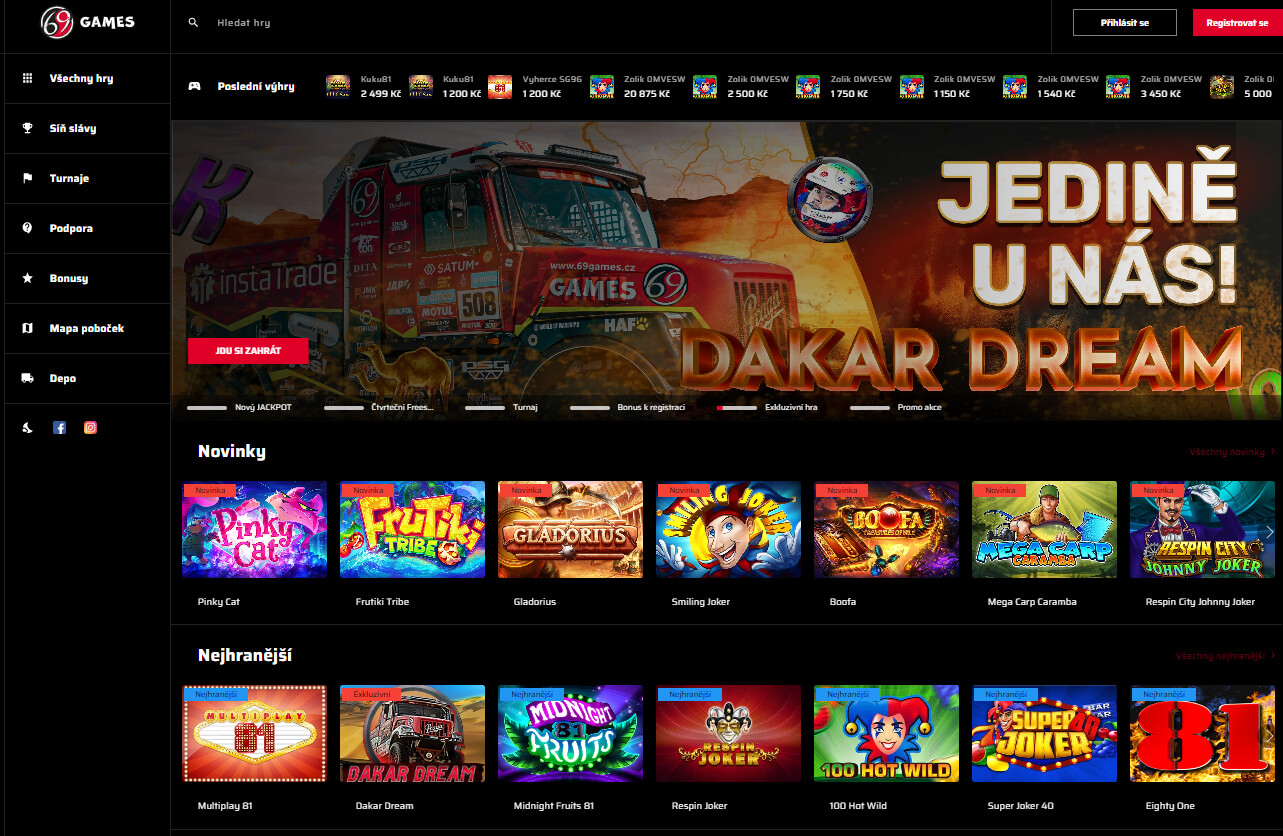 69Games Casino homepage