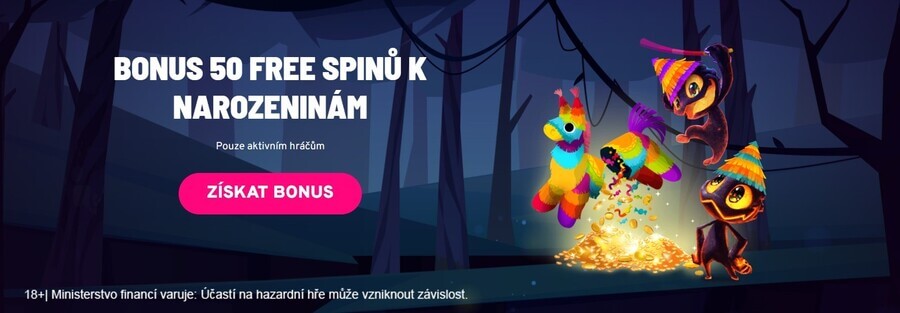 Bonus 50 free spinů k narozeninám