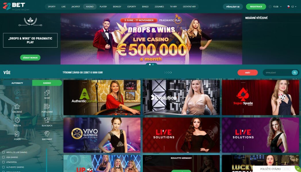 22Bet Casino - home page