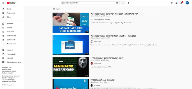 Paysafecard generátor podvod YouTube