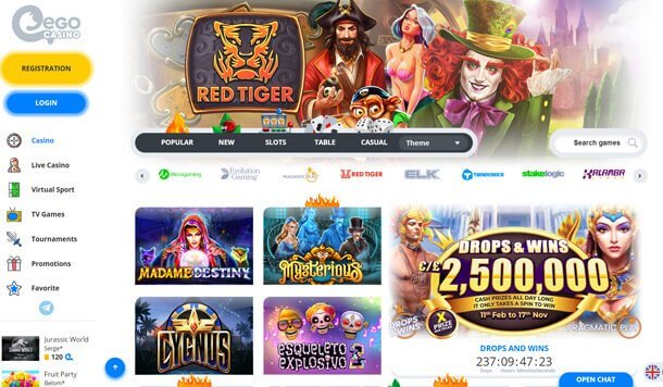 Ego Casino: homepage