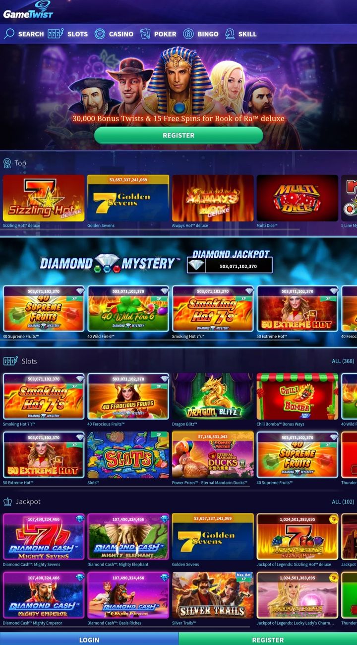 GameTwist Casino home page