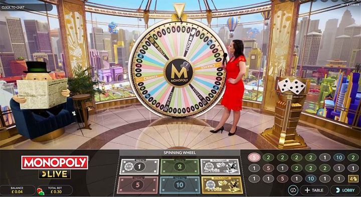 Kolo štěstí online v Monopoly Live