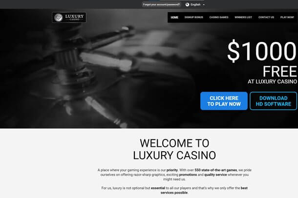Luxury Casino home page