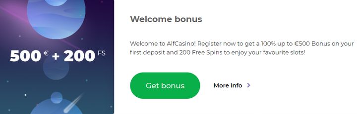 Alf Casino welcome bonus - detail