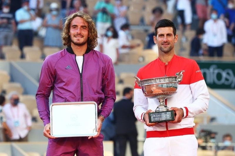 Vítěz Roland Garros Djokovič a finalista Tsitsipas
