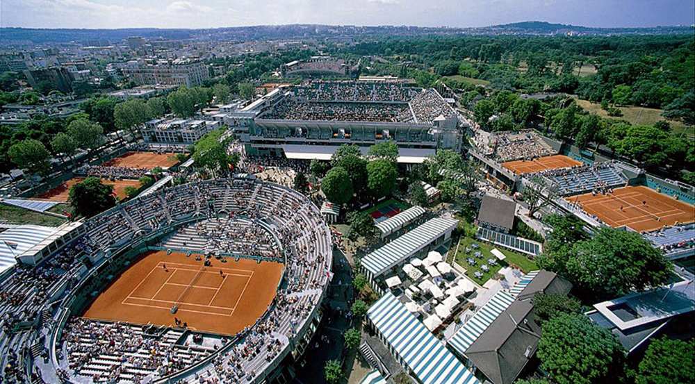 Pohled na areál Stade Roland Garros