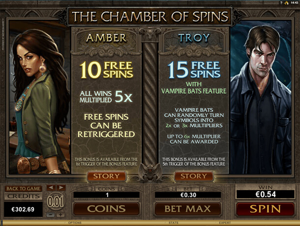 The Chamber of Spins Bonus - online automat Immortal Romance (Microgaming)