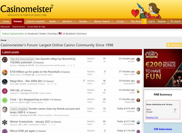 Navštívit online casino fórum Casinomeister