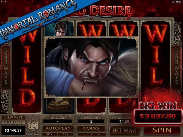 Bonusová funkce Wild Desire - online automat Immortal Romance (Microgaming)