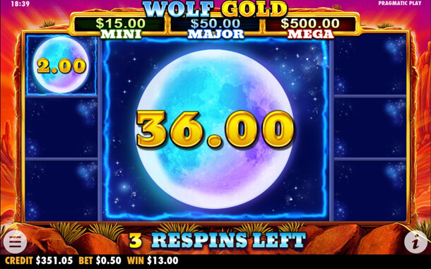 Bonusová funkce v online automatu Wolf Gold