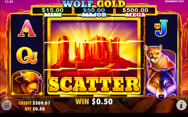 Scatter v online automatu Wolf Gold